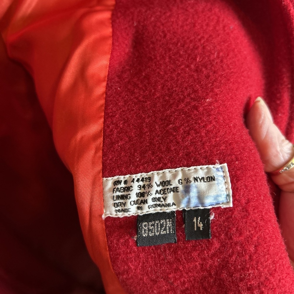 Mulberry Street‎ Red Wool Coat Sz 14 - Picture 4 of 5